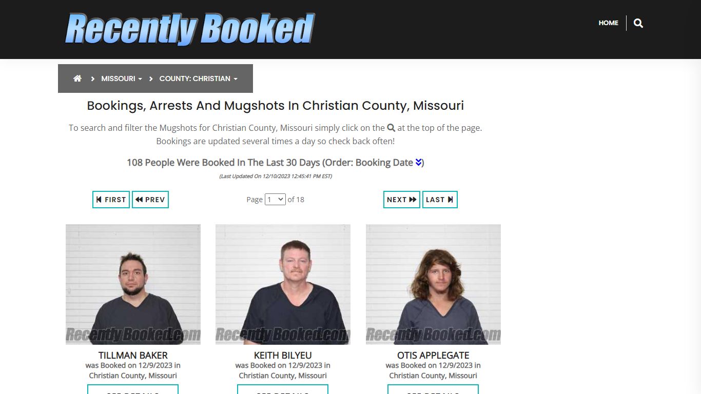 Bookings, Arrests and Mugshots in Christian County, Missouri