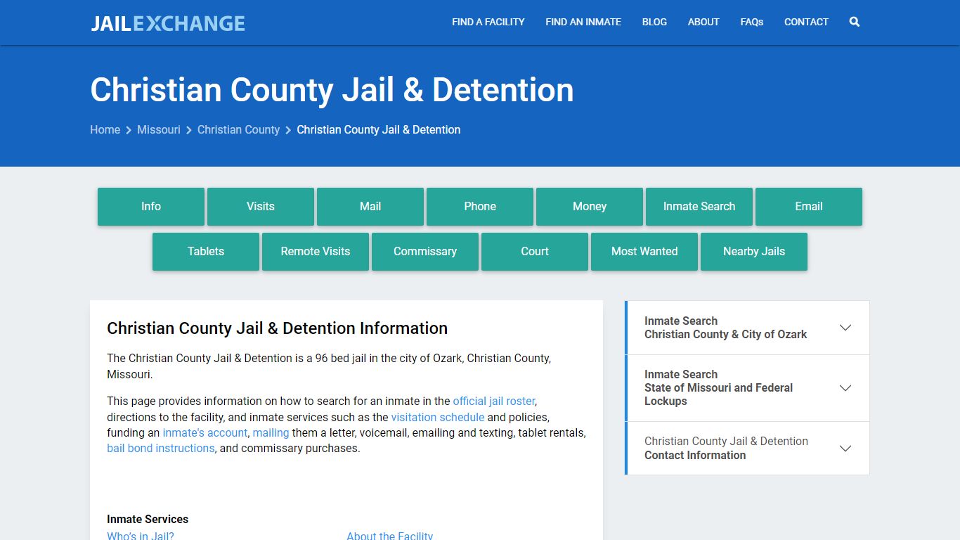 Christian County Jail & Detention, MO Inmate Search, Information